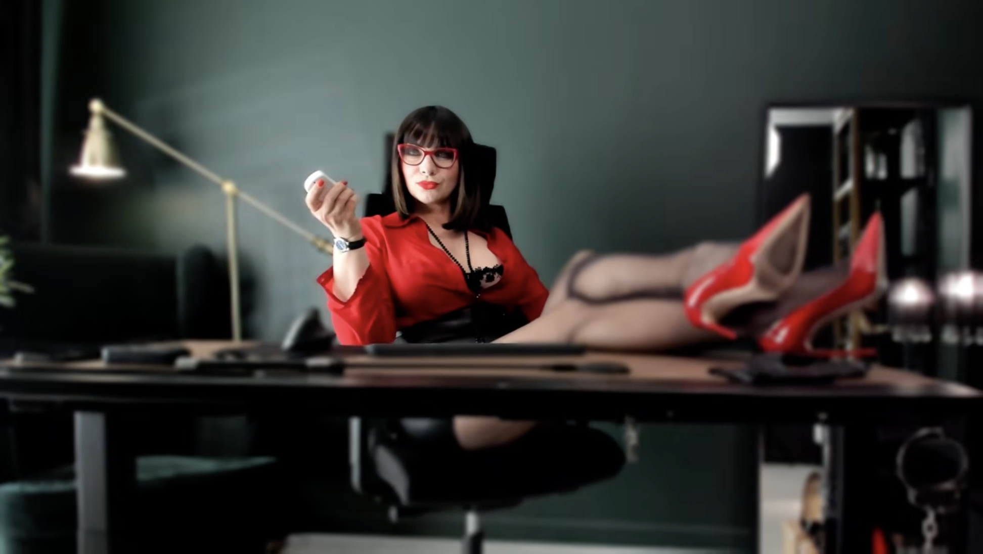 TikTok Live Feet Sexy Secretary Nylon Shoeplay Red Heels